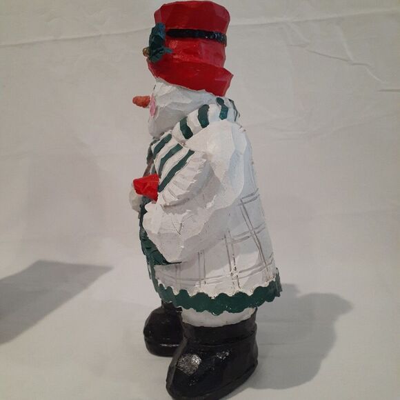 Holiday Collection 10 Inch Snowman Figurine Carved Look in Box‎ Winter - Picture 5 of 9